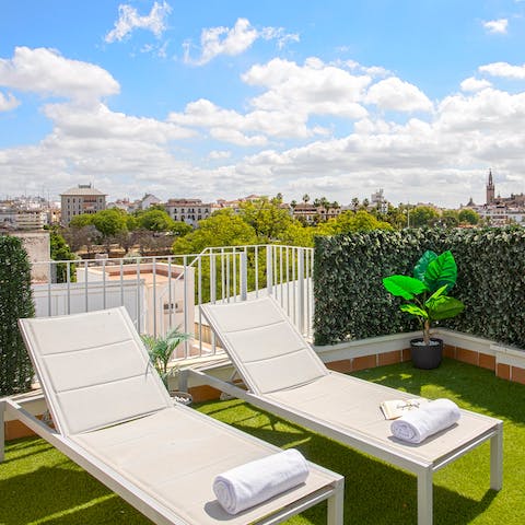 Lounge on the sun beds on those glorious, sunny afternoons