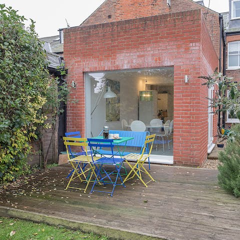 Find a wonderful spot for summer drinks and barbecues in the garden