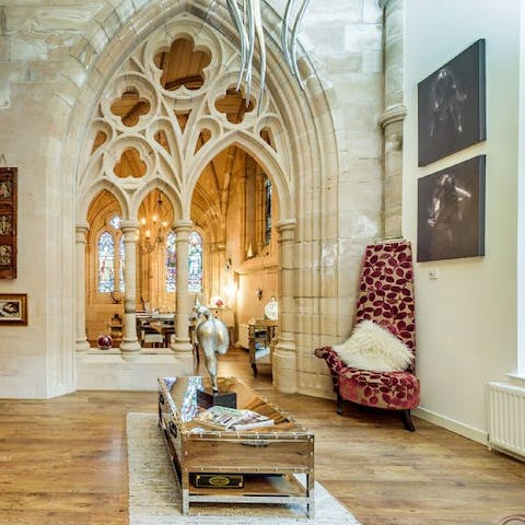Admire the gothic decor in the apartment