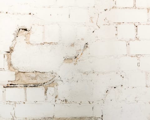 The exposed brickwork