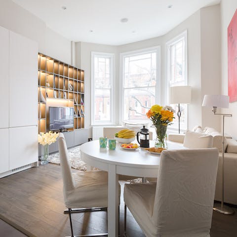Enjoy hanging out in the bright and airy living space