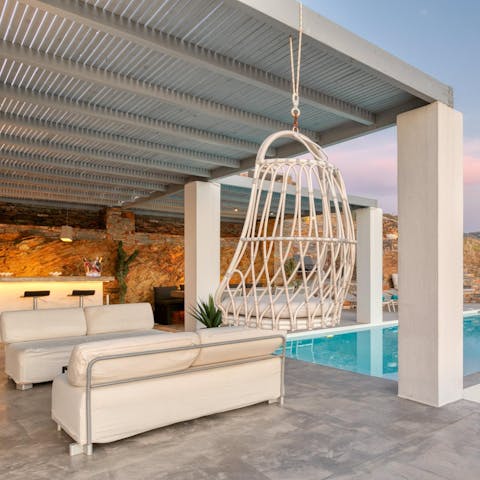 Watch the sunset from the egg-shaped chair in the stylish lounge area