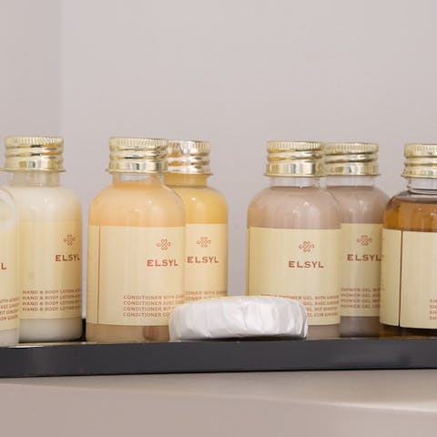 abundance of luxury toiletries