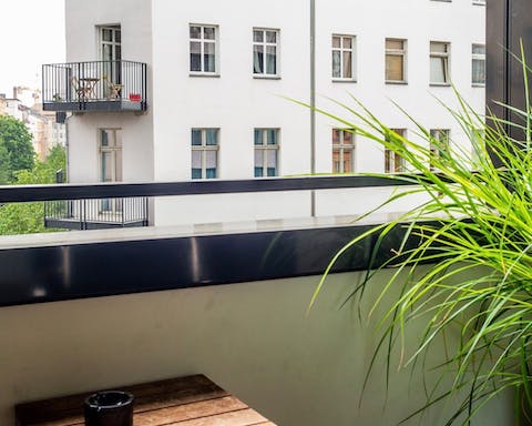 The covered balcony with street views