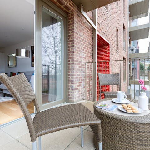 the spacious balcony area