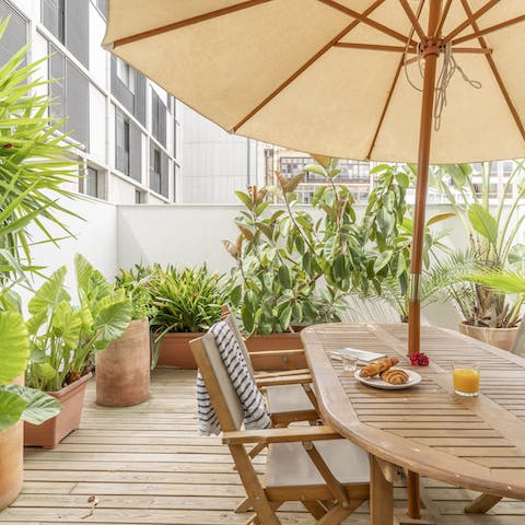 The sunny private terrace
