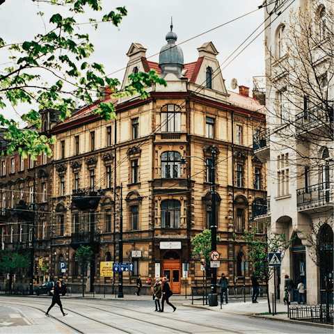 Take an eight minute stroll to the bustling heart of Kraków