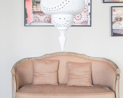 The beautiful vintage sofa