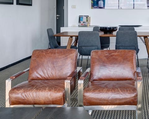All of the beautiful leather furniture