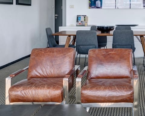 All of the beautiful leather furniture