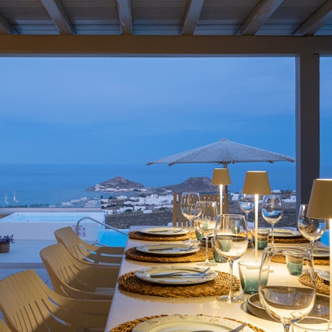 Dine alfresco in the open indoor-outdoor dining area