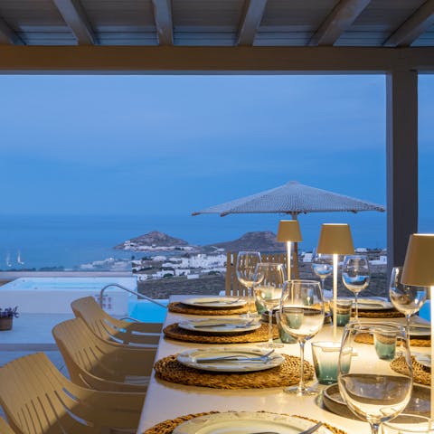 Dine alfresco in the open indoor-outdoor dining area