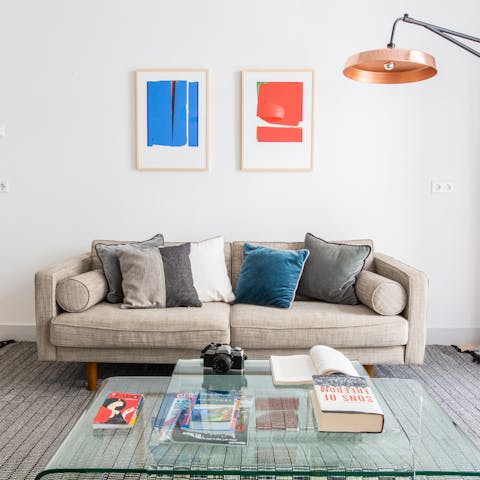 Put your feet up and read in the stylish living room