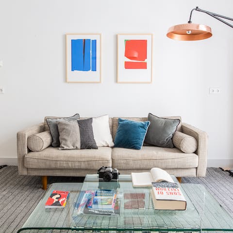 Put your feet up and read in the stylish living room