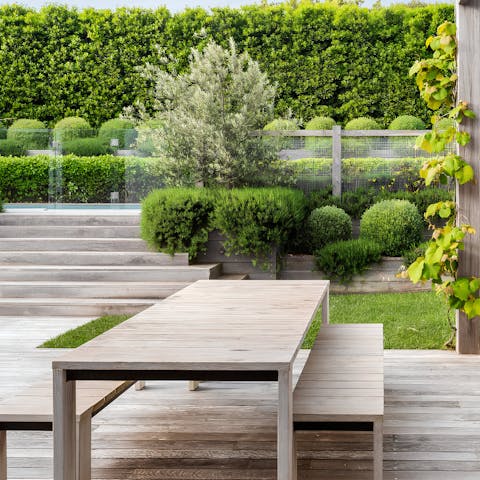 Light the barbecue and gather for sunset meals in the garden