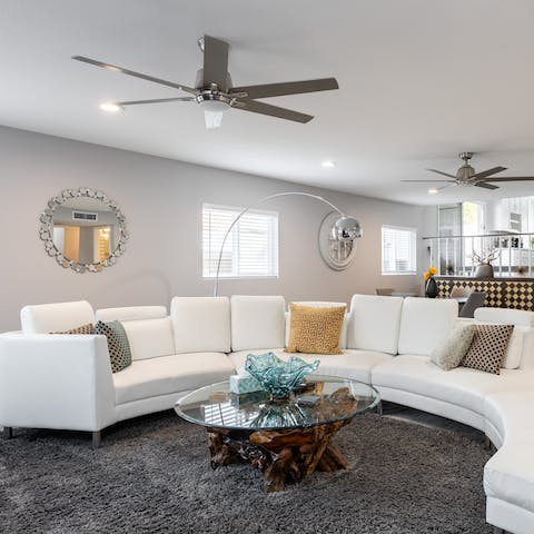 Spread out on the dreamy, luxe sofa