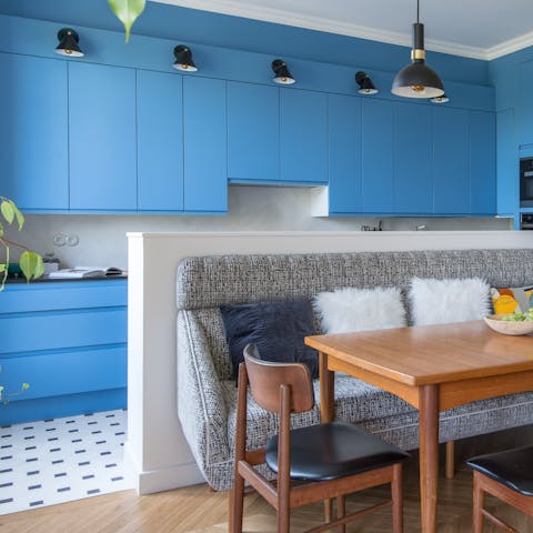 Elegant dining area with a retro feel