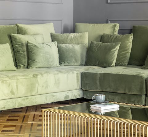 Plush velvet sofas