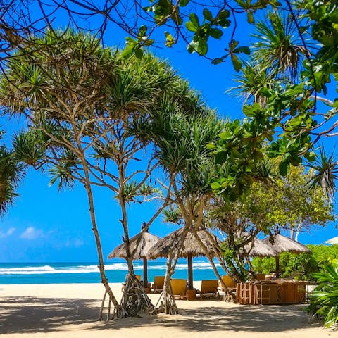 Walk to Double Six Beach, part of Seminyak Beach, in ten minutes