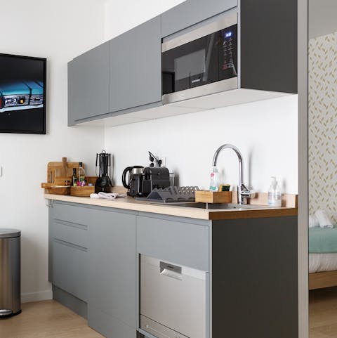 The compact yet functional kitchen