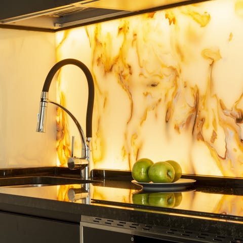 A stunning backlit splashback