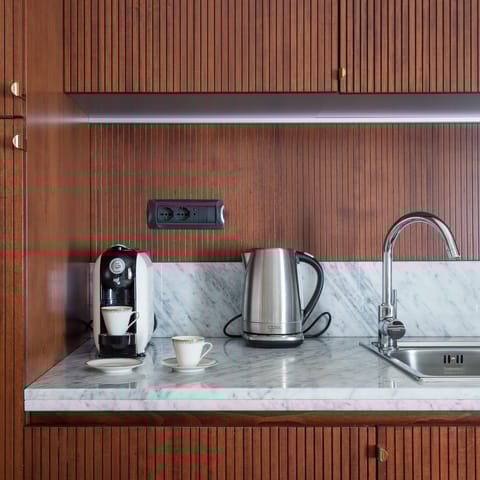 The marble kitchen countertop