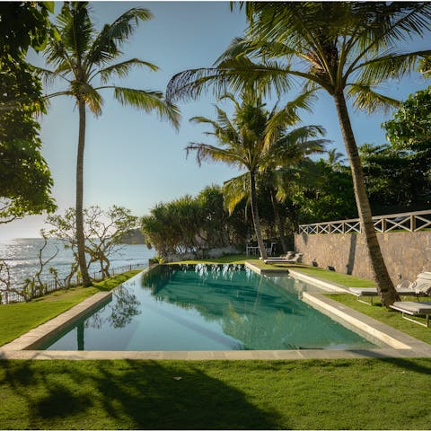 Cool off from the midday heat in the private swimming pool