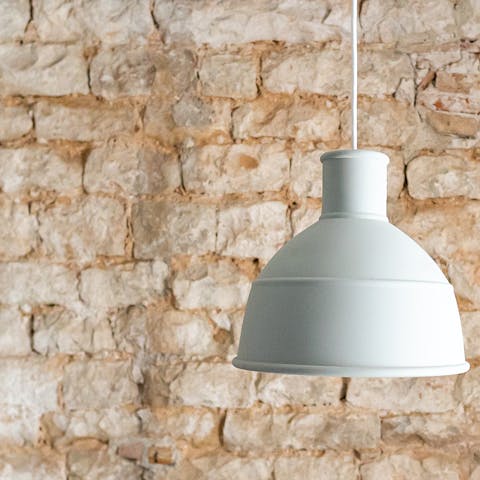 The exposed brick walls