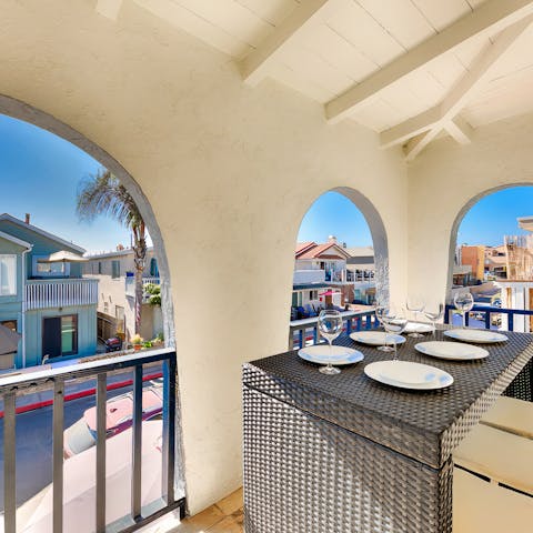 Enjoy meals in a sunny spot under the veranda