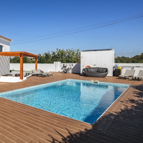 Swim laps in the shimmering swimming pool