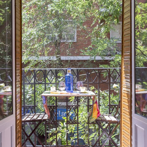 A quaint balcony for two