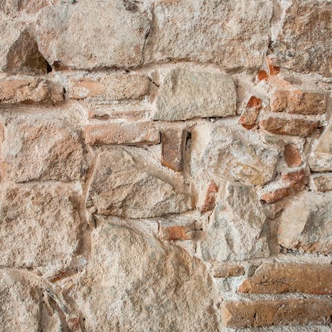 The exposed brick wall