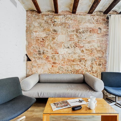 Chill out in the rustic living space with a glass or two of sangria