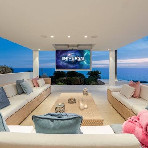 Enjoy an outdoor cinema night on the covered terrace