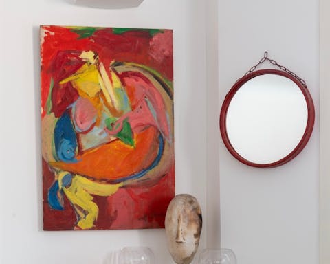 The colourful and abstract artwork