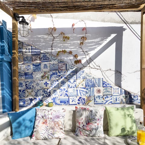 Relax on the beautiful mosaic tiled private roof terrace