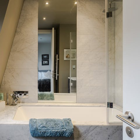 Soak in the master suite's bathtub