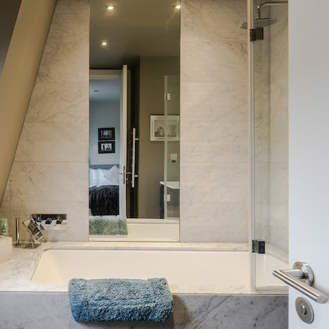 Soak in the master suite's bathtub