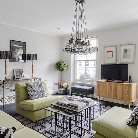 Relax in the home's smart living room