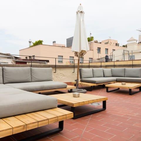 The huge communal rooftop terrace