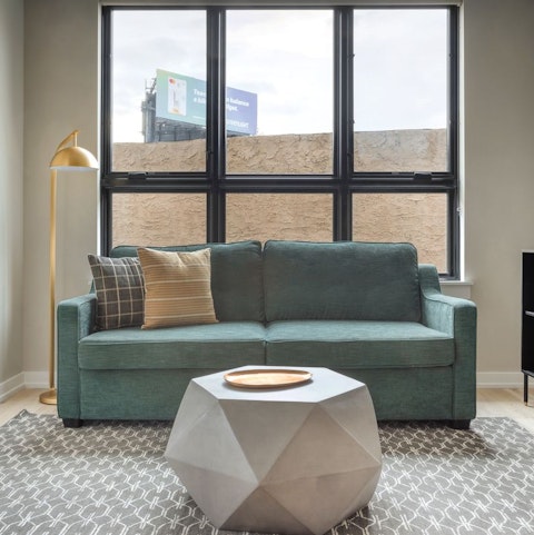 Relax in your tranquil apartment after a hectic day