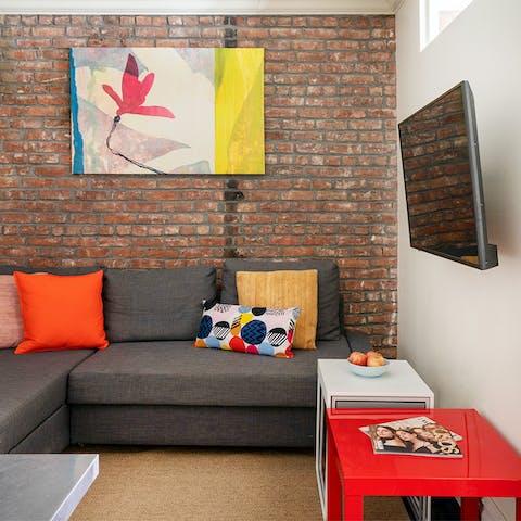 Put your feet up in the vibrant and colourful living space