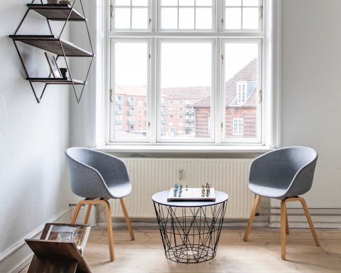 This cosy corner with chessboard