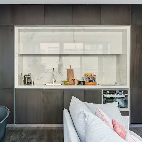 A marble-coated kitchen