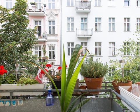 Lots of greenery on the tiny balcony