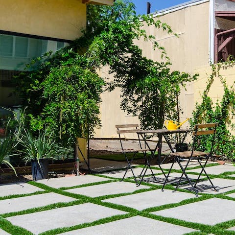 The huge shared patio