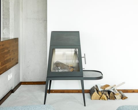 The sculptural fireplace