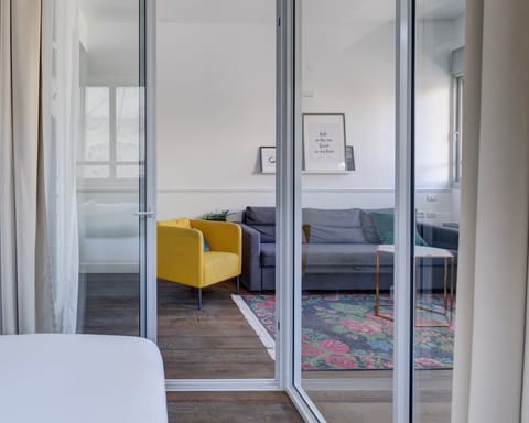 The transparent wall in bedroom two