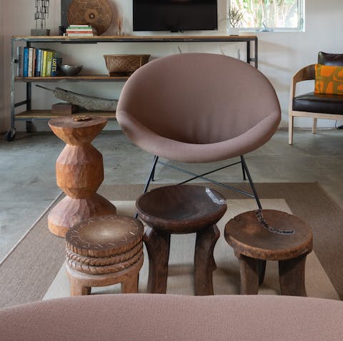 The collection of rough-hewn coffee tables