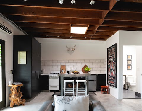 Start mornings off with breakfast at the sleek kitchen island before setting off to explore